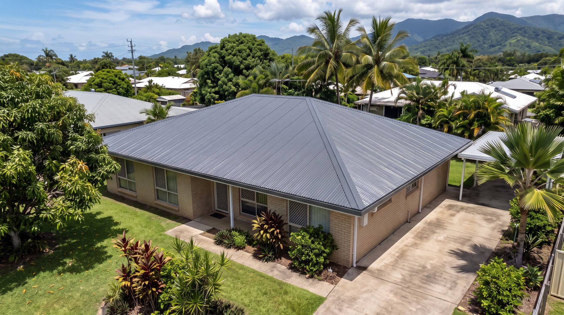 After: freshly painted Colorbond roof in Monument on a North Queensland home